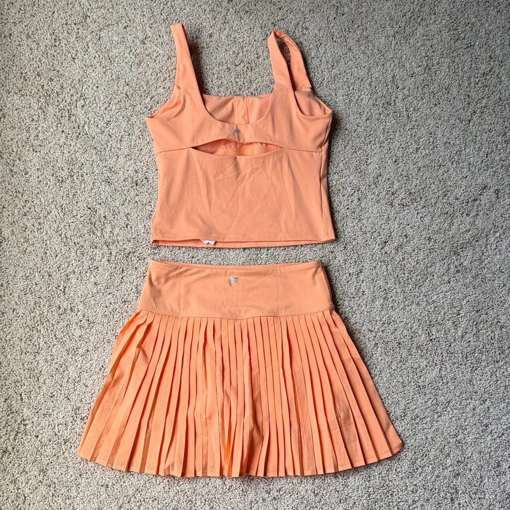 Fabletics Peach Pleated Skirt & Crop Tank Set - Picture 2 of 5